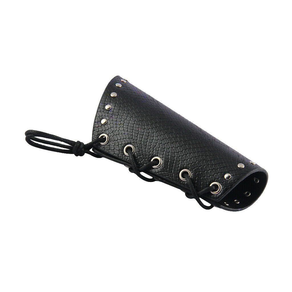 2Pcs PU Leather Metal Smooth Studded Gauntlet Wristband Wide Bracer Arm Armor
