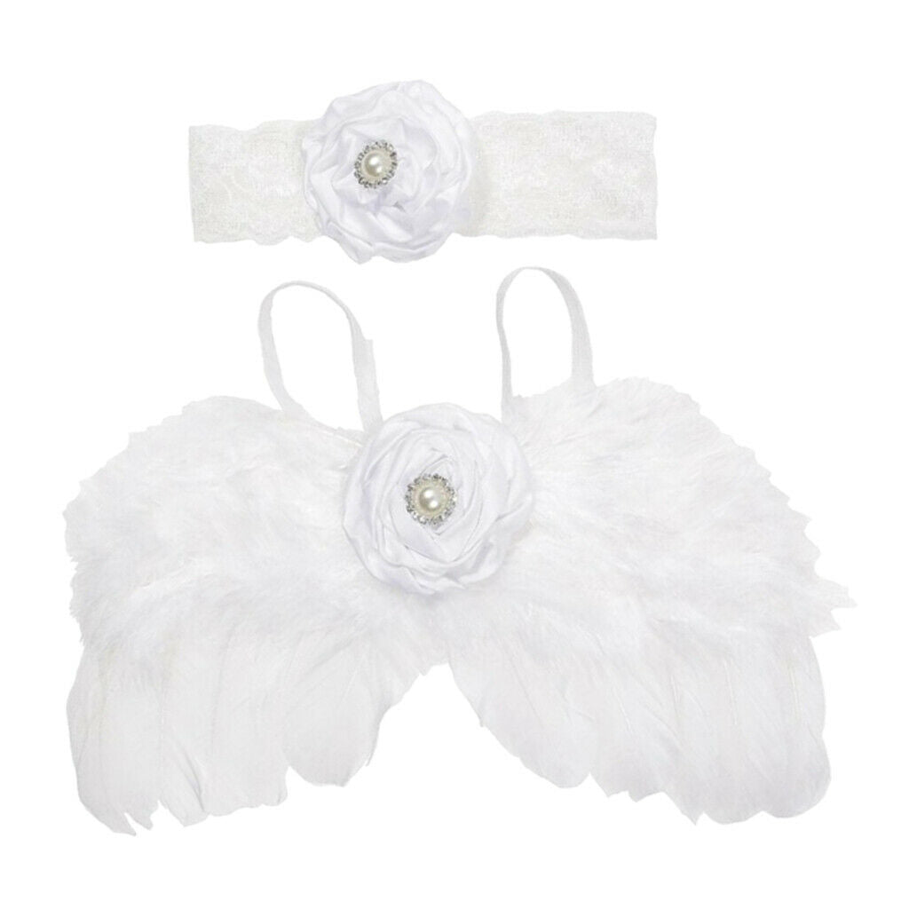 1 Set Lovely Baby Angel Wings Costume Photo Prop Fairy Feather White