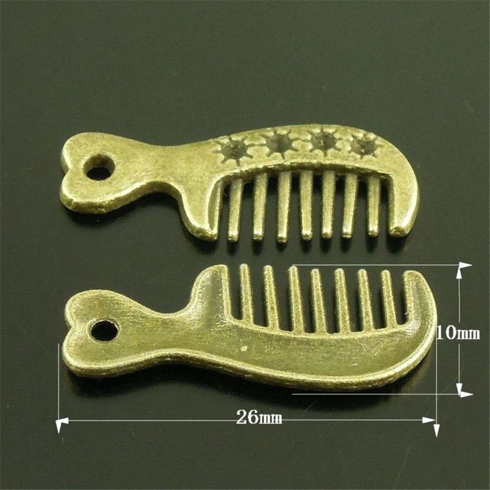25pcs Antiqued Bronze Alloy Comb Charm Pendant Jewelry Making Findings 26*10*2mm