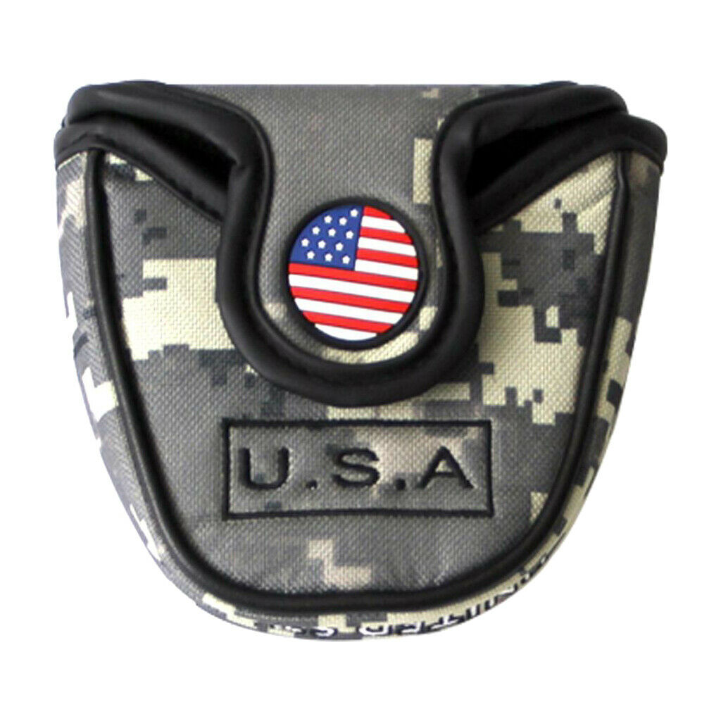 Set of 2 PU Leather Golf Head Cover Protectors Headcover Mallet Putter