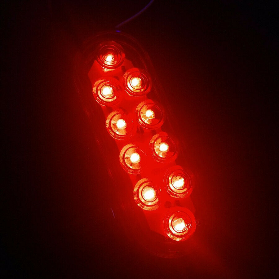 2x 10 LED 6" Red Oval Car Truck Trailer RV Brake Stop Turn Signal Tail Light 12V