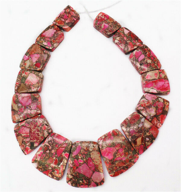 15Pcs/set Rose Sea Sediment Jasper Graduated Freeform Pendant Beads HH7526