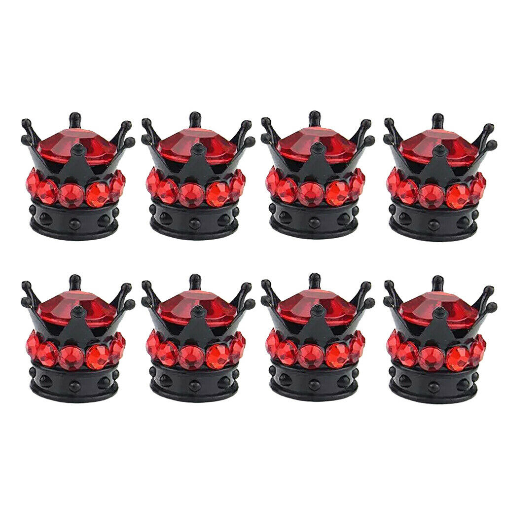8x Crown Dust Valve Caps Tyre Valve Stems Dust Cap Air Dustproof Cover
