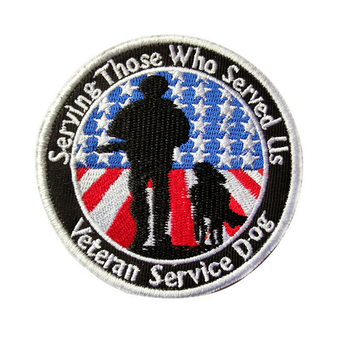 Veteran Service Dog Serving those who served US Embroidered Fastener Patch Badge