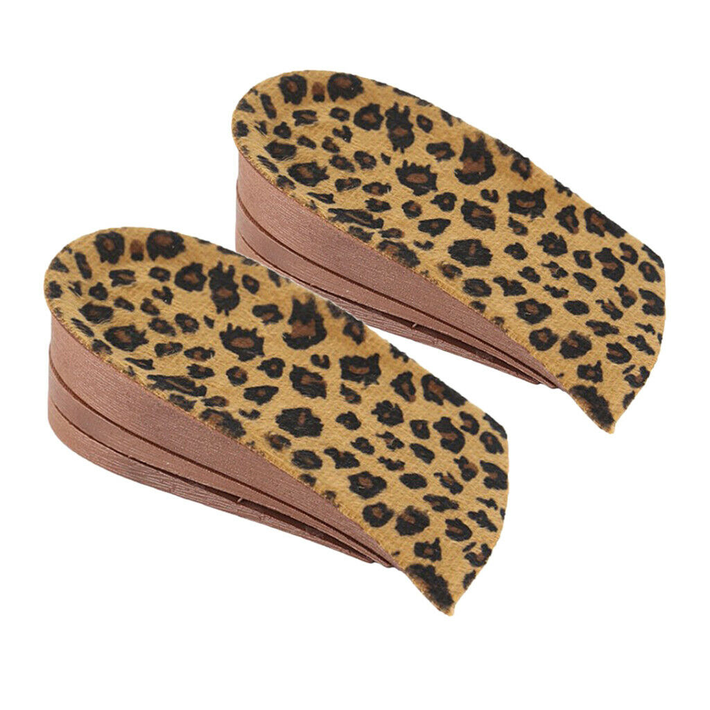 1 Pair PVC Height Increase Lift Insoles Cushion For Men Women Leopard Print