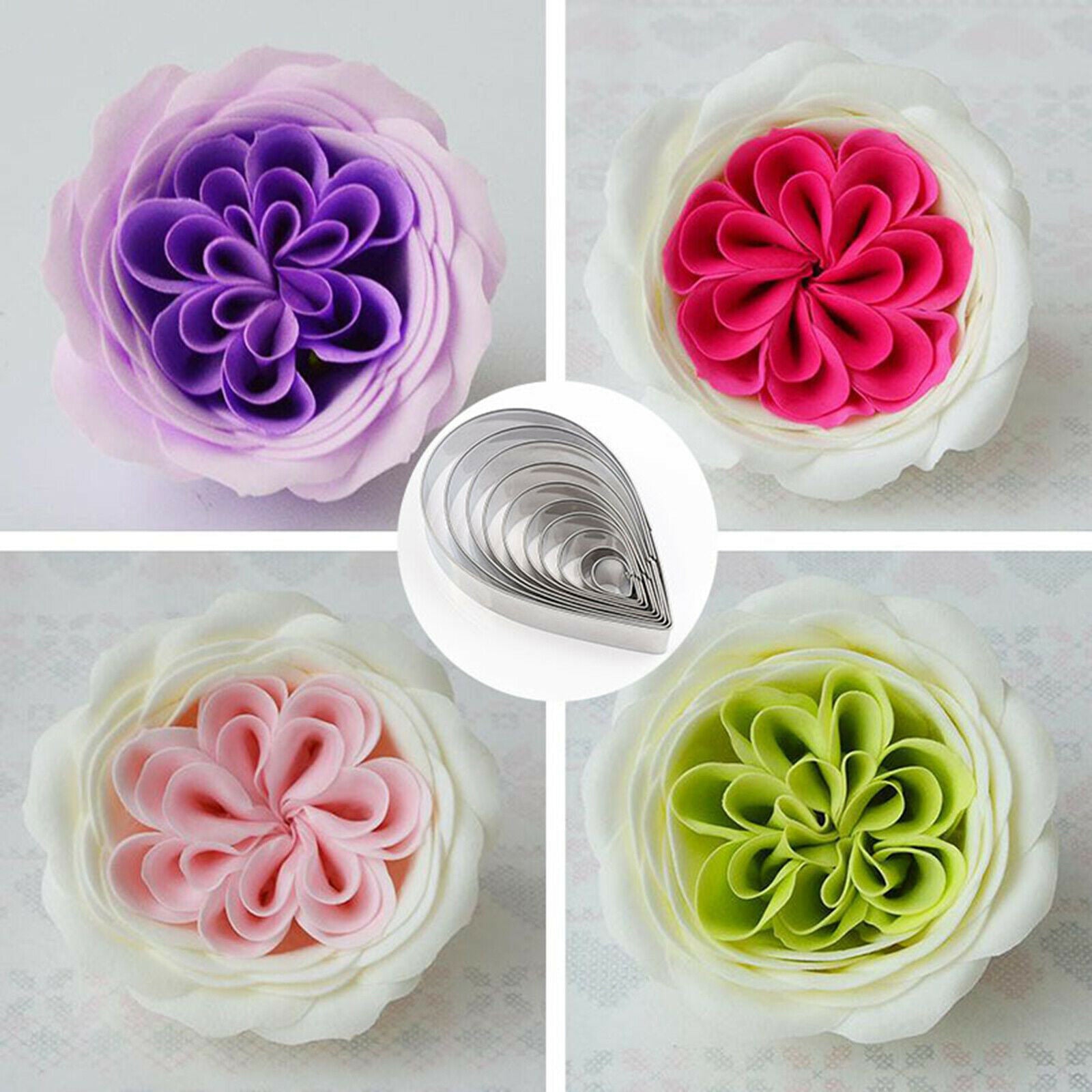 10x Stainless Steel Drop Mousse Cake Moulds Jelly Cutter for Kitchen
