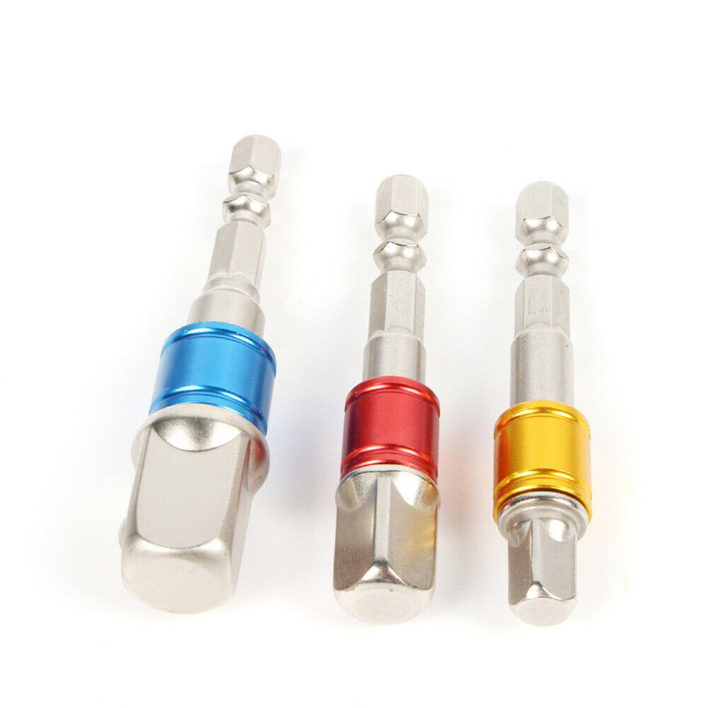 3Pcs Hexagonal Shank Impact Drill Driver Socket Drill Bit Adapter Set Wrench
