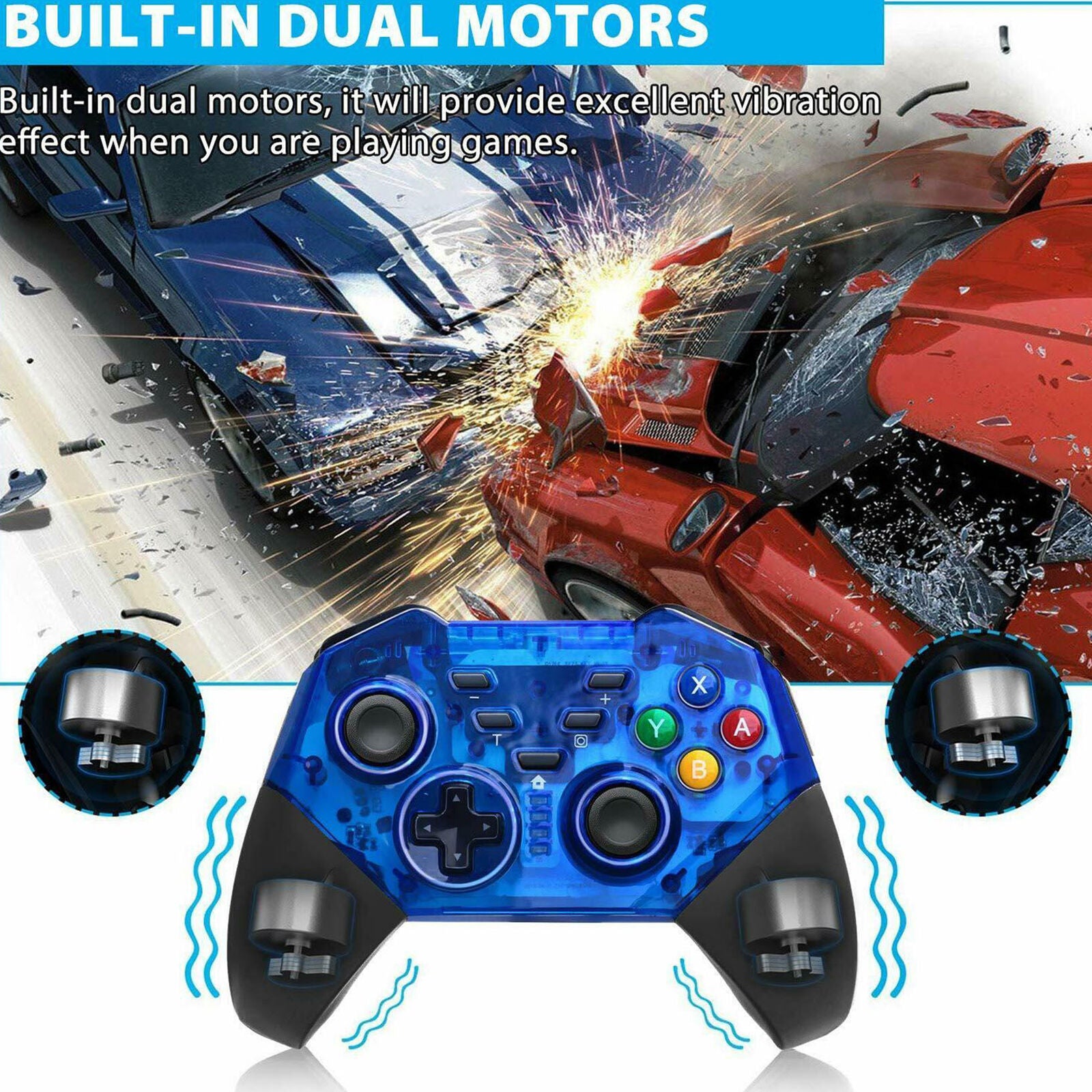 Wireless Pro Controller Remote Gamepad for Nintendo Switch Console Black / Blue
