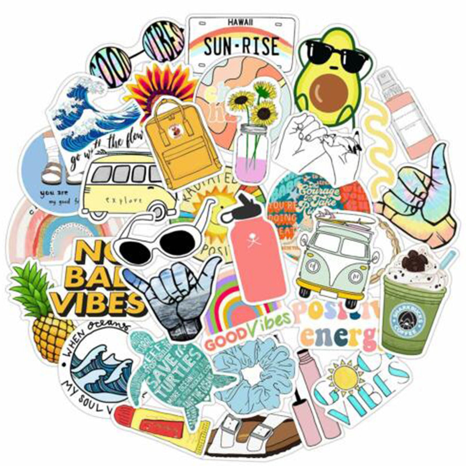 35 PCs Cute VSCO Stickers for Water Bottles and Hydro Flask Teen Girls Tract ~1