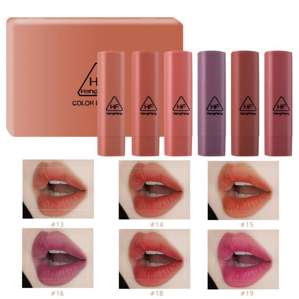 6 Pack Matte Velvet Smooth Lip Stick Mini Makeup Lipsticks Lip Color 1.5g