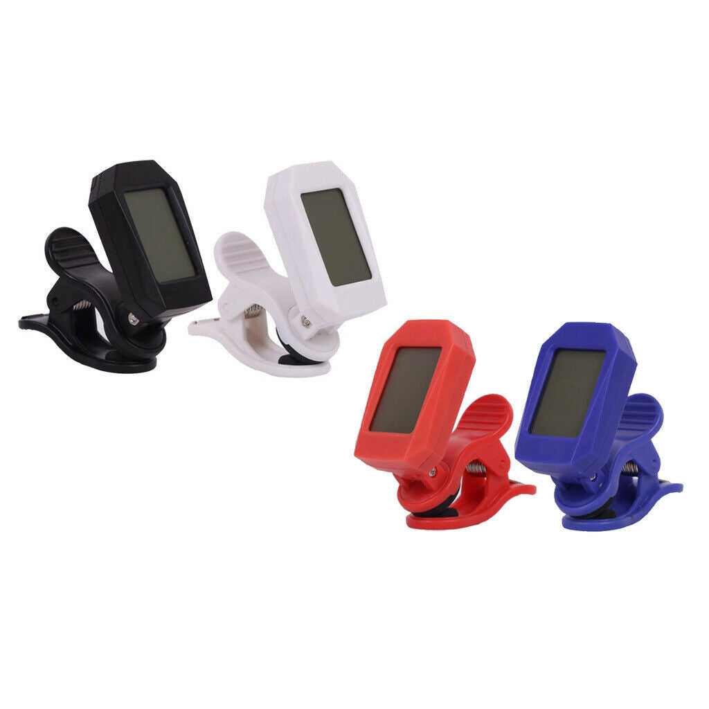 Clip On Tuner with LCD Display for Guitar Bass Ukulele Banjo Violin Black