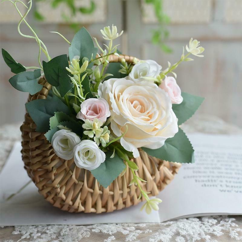 Fashion Portable Flower Arrangement Basket Weaving Bag Rattan Willow Manual