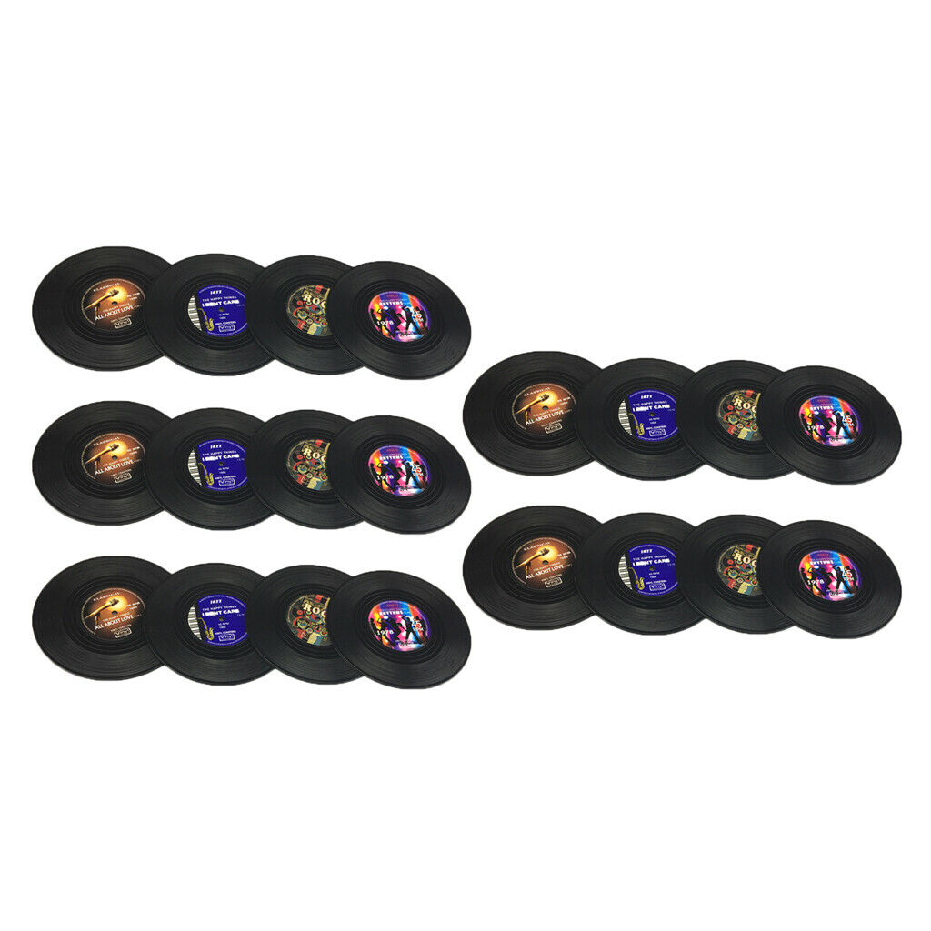20 Pieces Cup Mat Insulated Silicone Coaster Black Vinyl Record 10cm in Dia