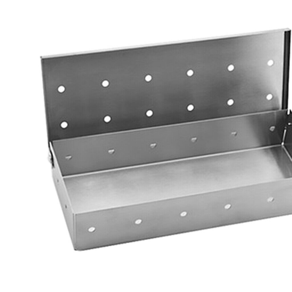Stainless Meat  Barbecue Smoker Box For Wood Chips &Food Tongs