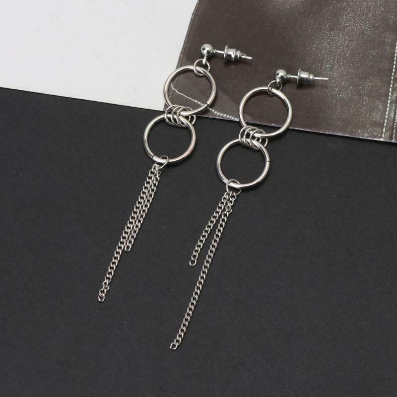 Hollow Cicle Drop Earrings Chain Earring Long Tassel Earrings Korean Jewelry