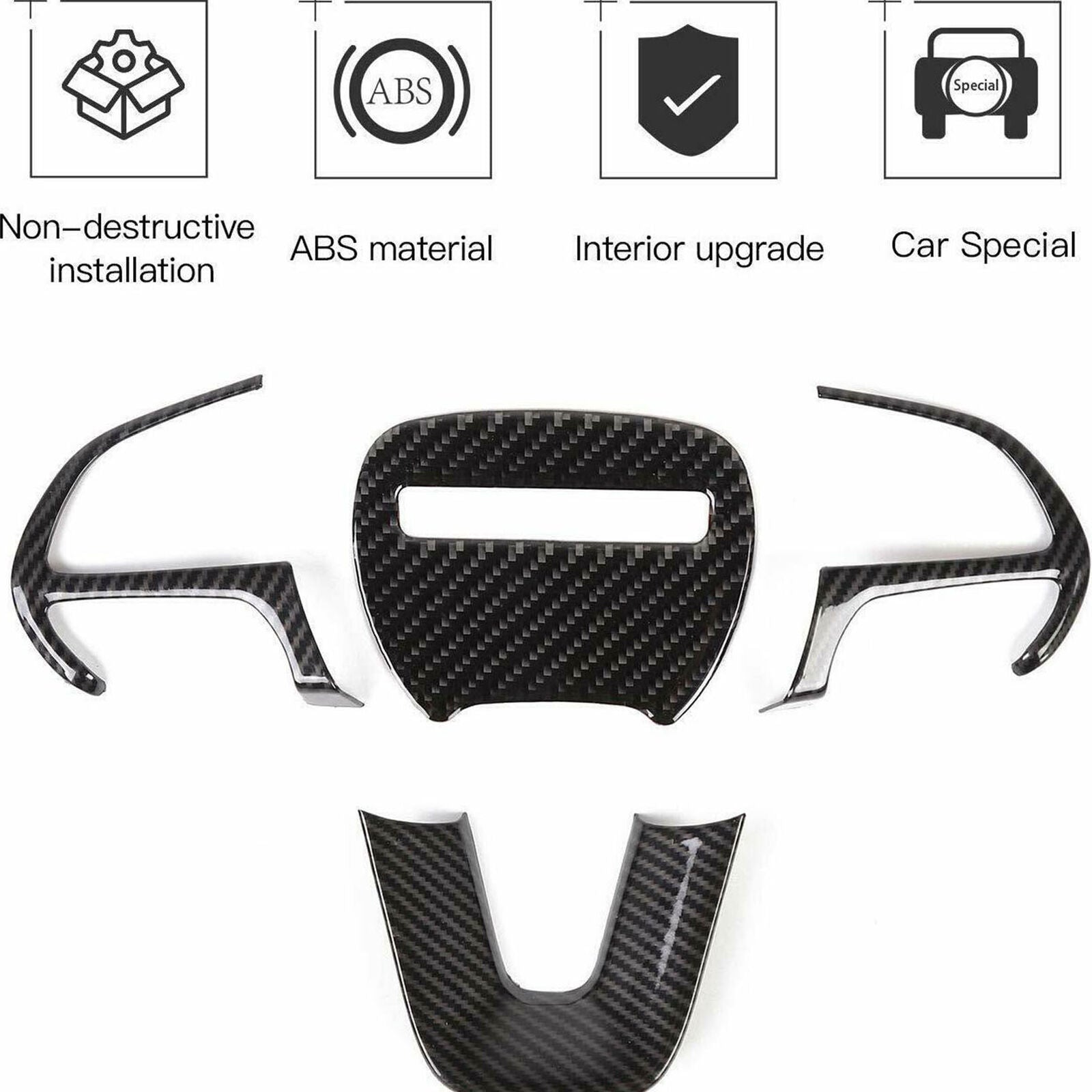 Carbon Fiber Steering Wheel Cover Trim for Dodge Challenger Charger 2015-2020