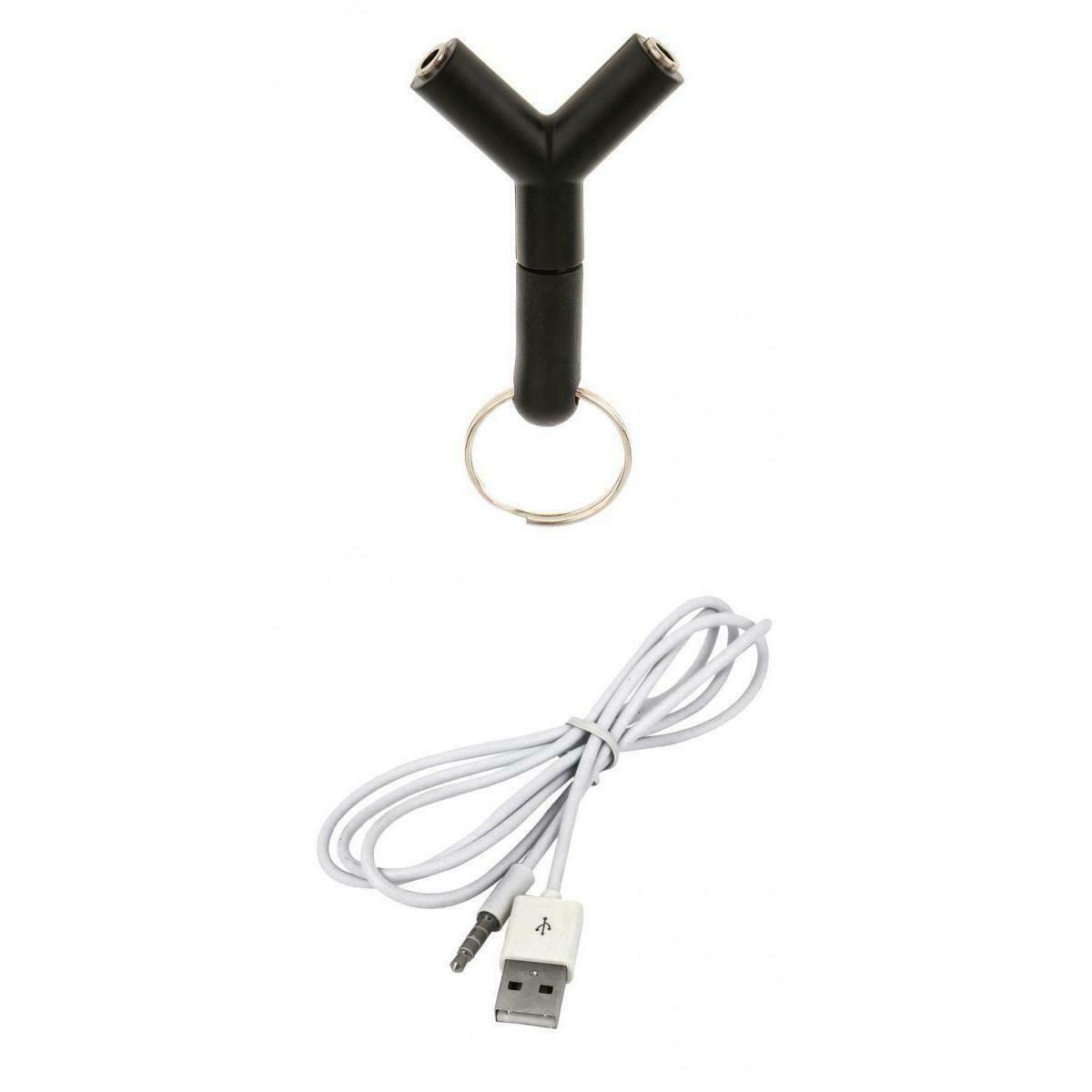 1 Piece 3.5mm Jack 2 Port Audio Adapter + 3.5mm Male to USB Male Adapter Cable