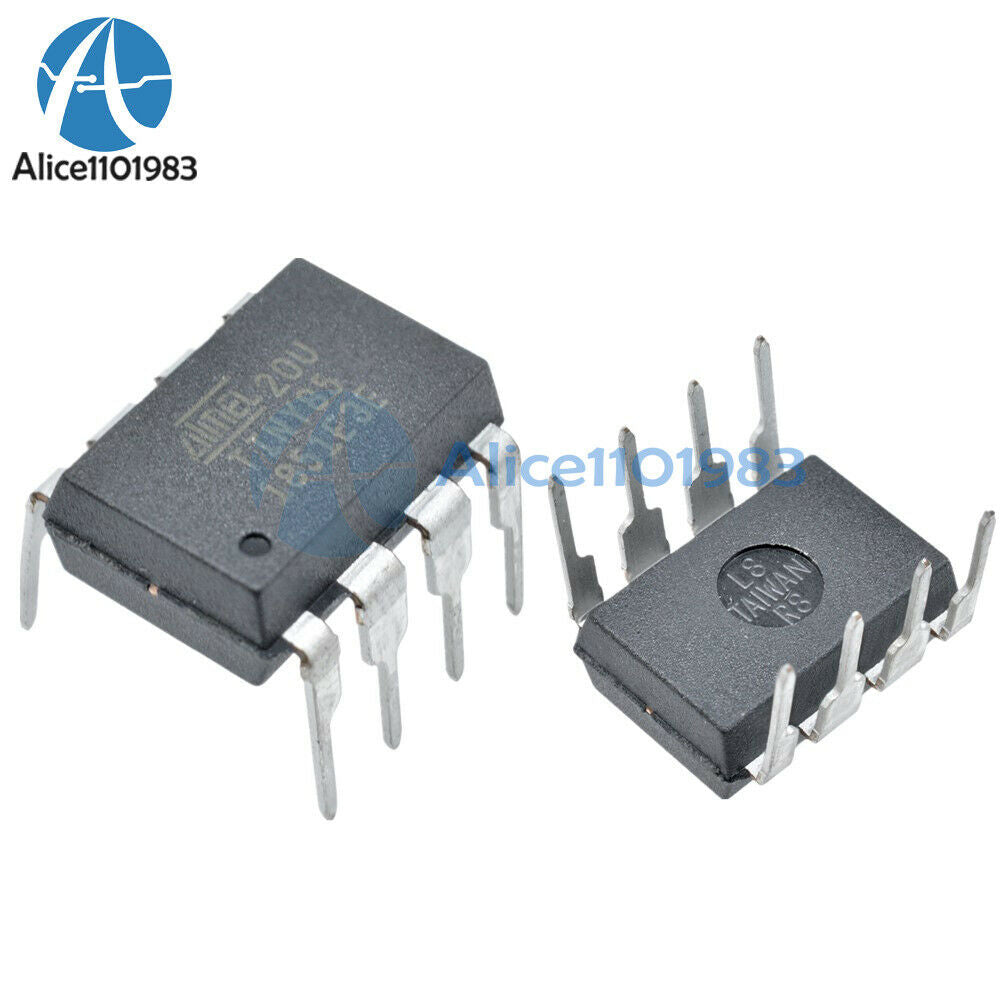 10Pcs ATTINY85-20PU IC MCU 8BIT 8KB FLASH 8DIP Top