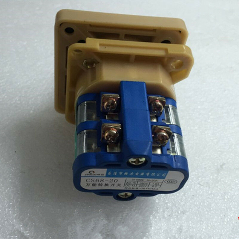1PCS Rotary Changeover Switch 3 Positions (1-0-2) ON/OFF/ON 8 Terminals 600V 20A