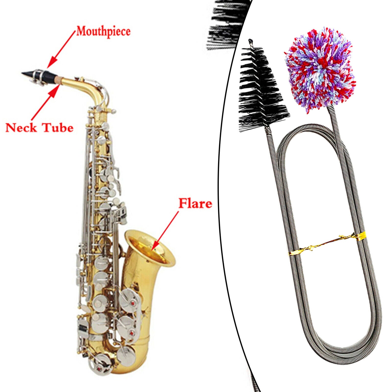 92.5 cm metal saxophone cleaning brush for alto / tenor / soprano saxophone accs