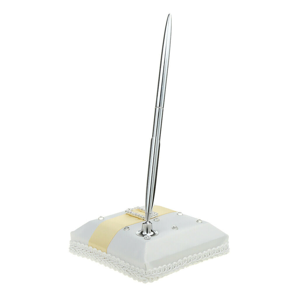Elegant Yellow Satin Wedding Guest Book And Pen Set Satin Wedding Set White