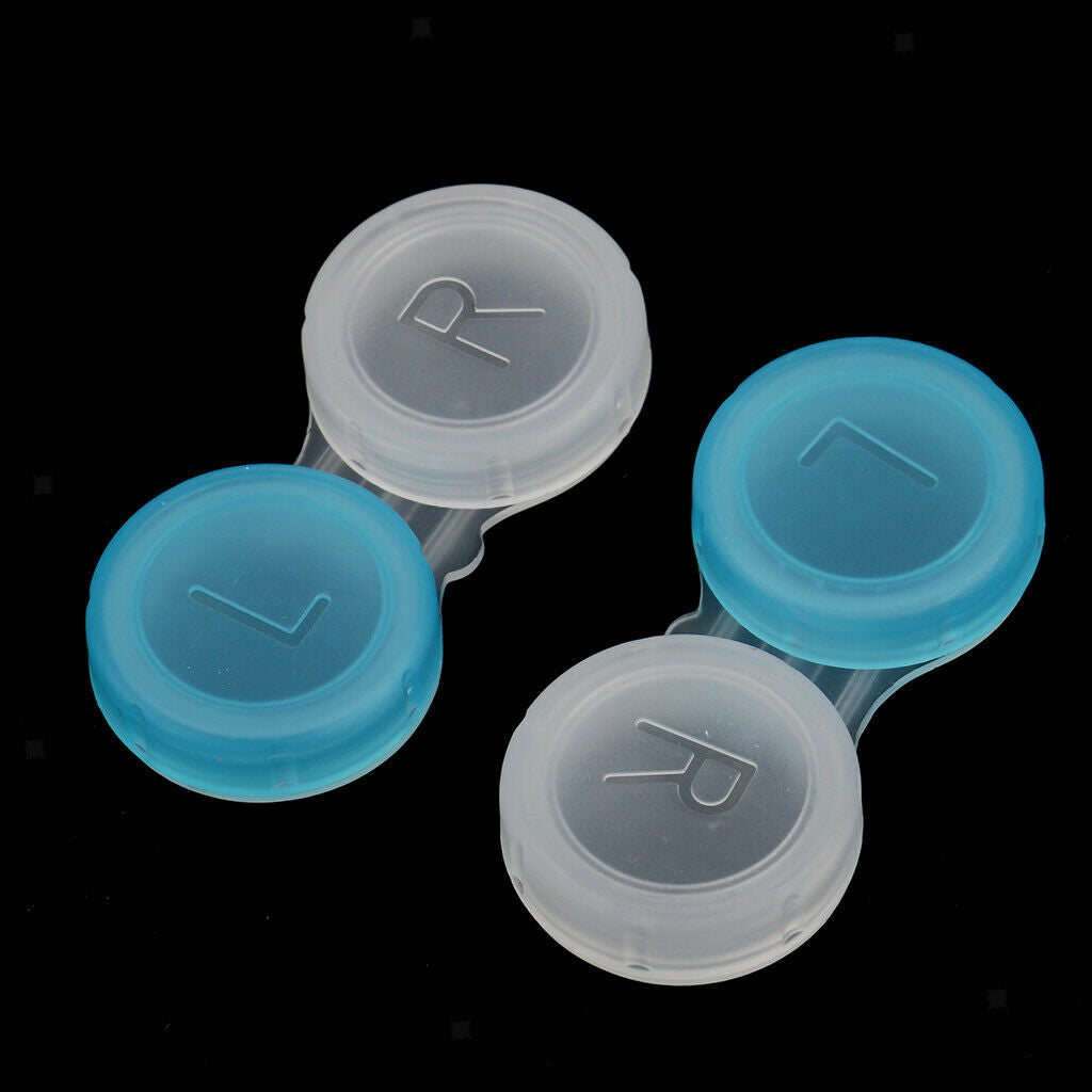 40 Pieces Mini Contact Lens Box Travel Soaking Case Blue Orange Transparent
