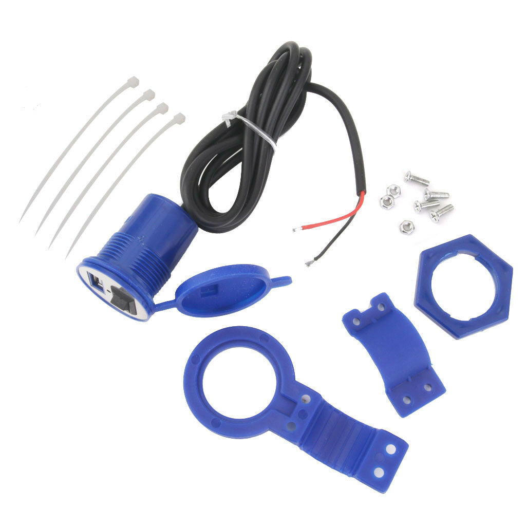 Waterproof 12V Car Automobile Motorcycle USB Power Charger Socket Switch 5V Blue