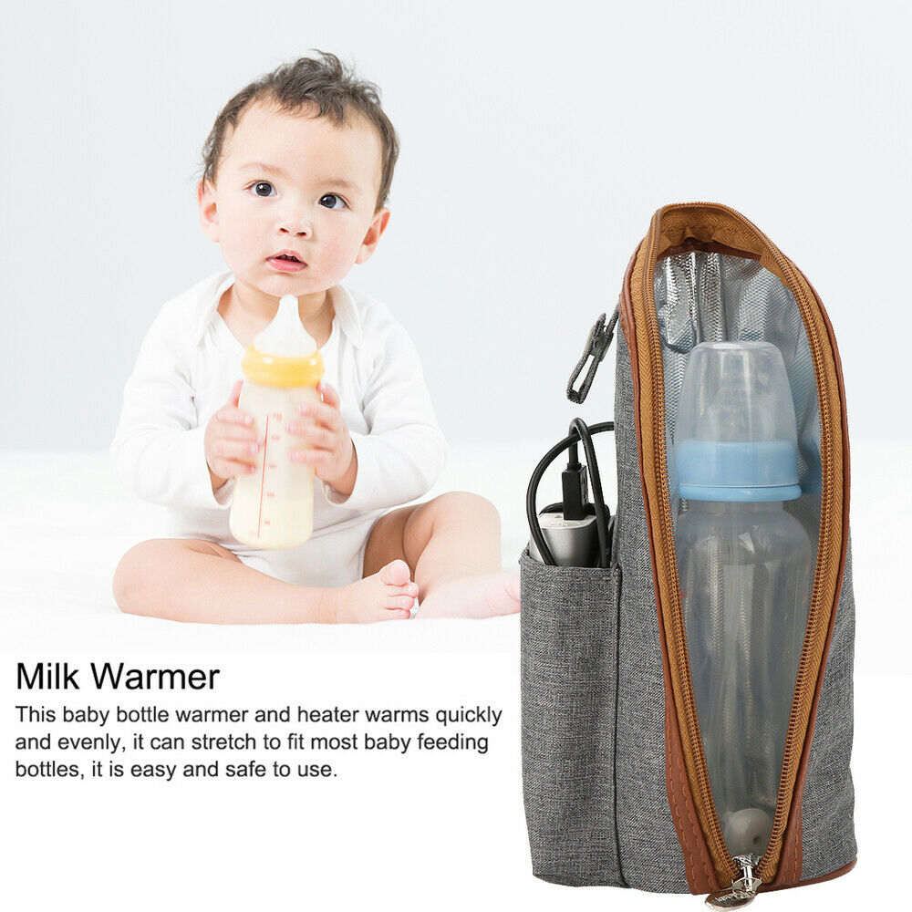 USB 5V Baby Bottle Warmer Heater Insulated Bag Travel Portable Milk Thermostat