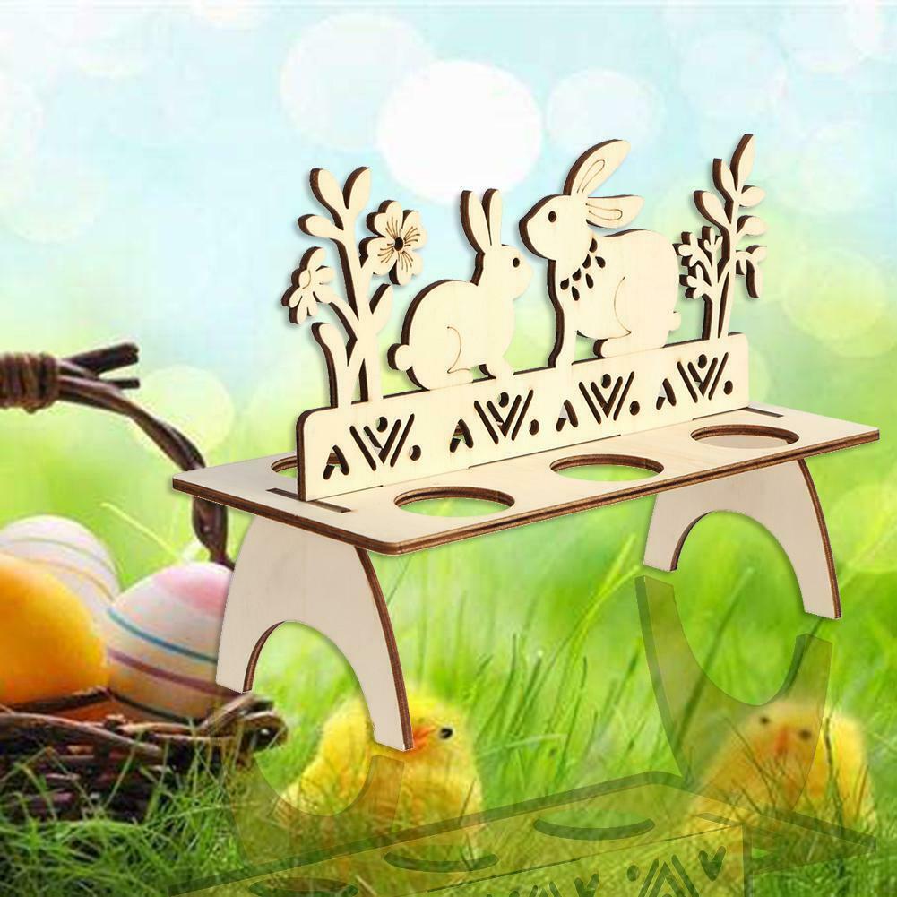 Wooden Easter Egg Shelves Egg Stand Rack Bunny Pattern Easter DIY Decor @