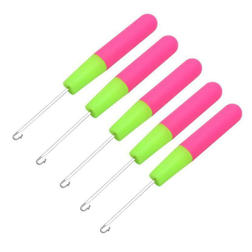 5 Packs 6in Latch Hook Crochet Needle for Braids Hair Extension Weave Pink