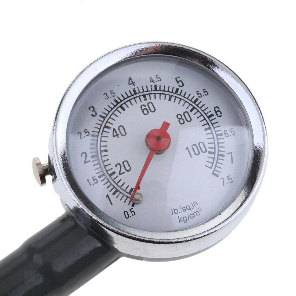 Portable Tire Inflator Dial Meter Tester Air Pressure Gauge for Auto Motorcycles