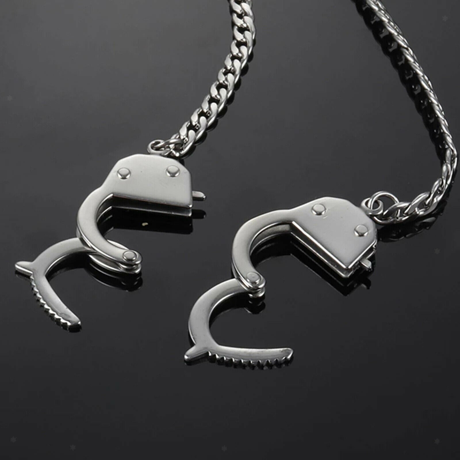 2x Stainless Steel Handcuffs Clasp Bracelet Jewelry Clasps Gifts Accessories