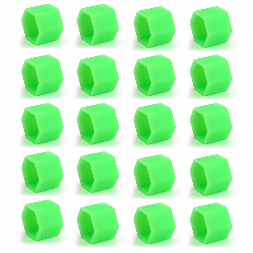 20x 19mm Green Car Wheel Nut  Lug Silicone Hub Covers Screw Dust Protect Caps