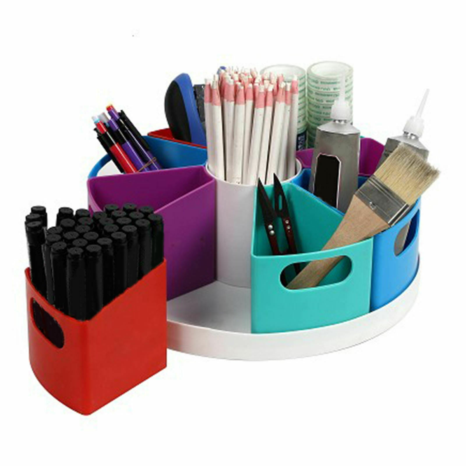 Pencil Holder Stationary Storage with 8 Compartments for Home Office Desktop