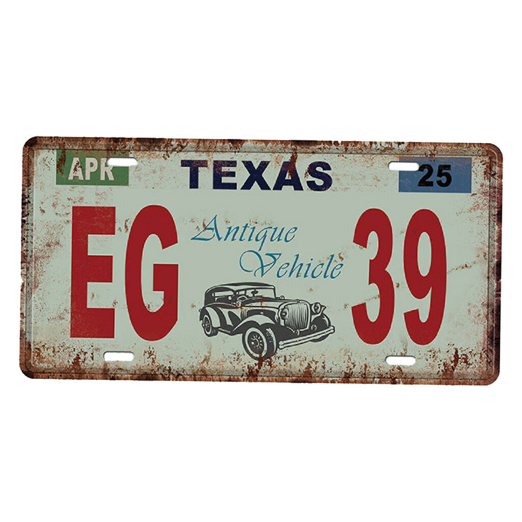 Texas Metal Tin Sheet Sign Retro Picture Wall Decor Plaque - Car Number