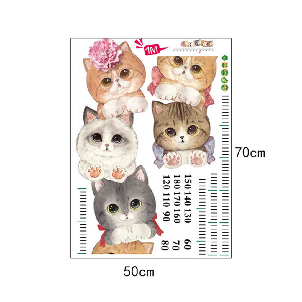 Animal Cats Height Chart Measure for Kids Children Wall Art Mural Decor Vinyl