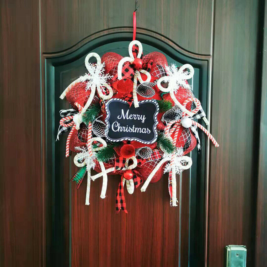 Christmas Tree Wreath Door Hanging Flower Garland Window Wall Ornamen Xmas Decor