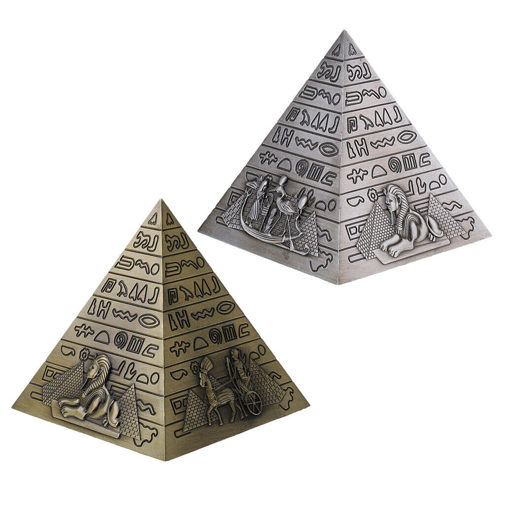 2x Egyptian Pyramid Statue Home Furnishing Bedroom Bookcase Decoration