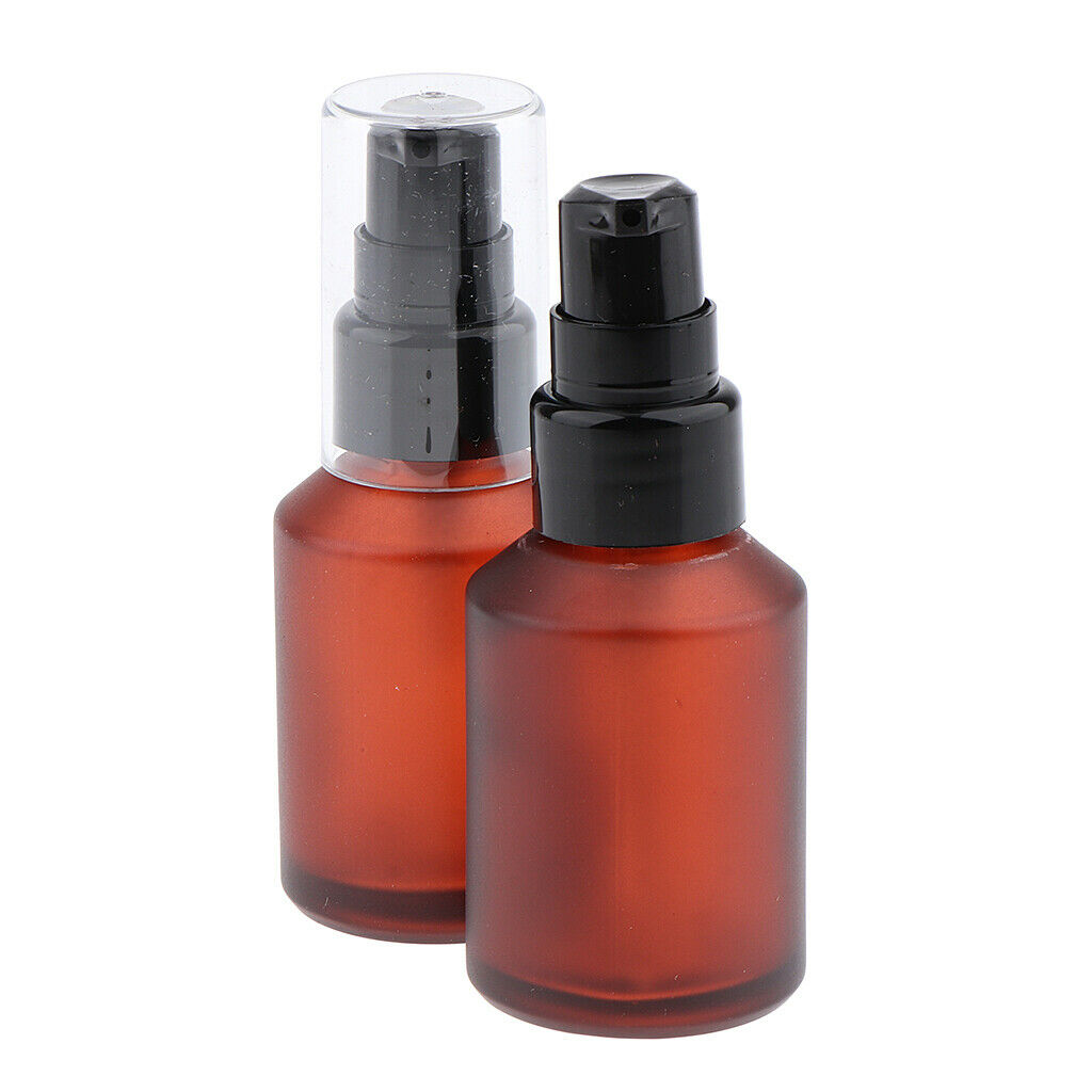 4pcs Empty Glass Pump Bottles Refillable Emulsion Lotions Bottle 30ml 100ml