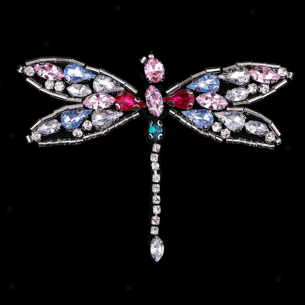 Dragonfly Beaded Rhinestones Patch Clothes Bag Sewing Applique for DIY Craft
