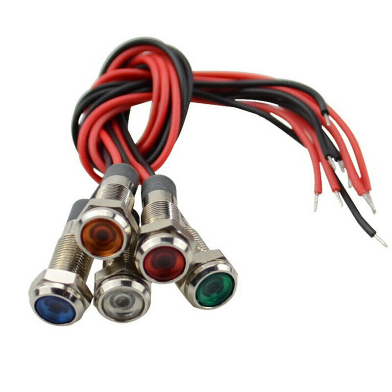 5x Car Boat 12V-24V 6mm LED Indicator Light Dash Dashboard Panel Warning .l8