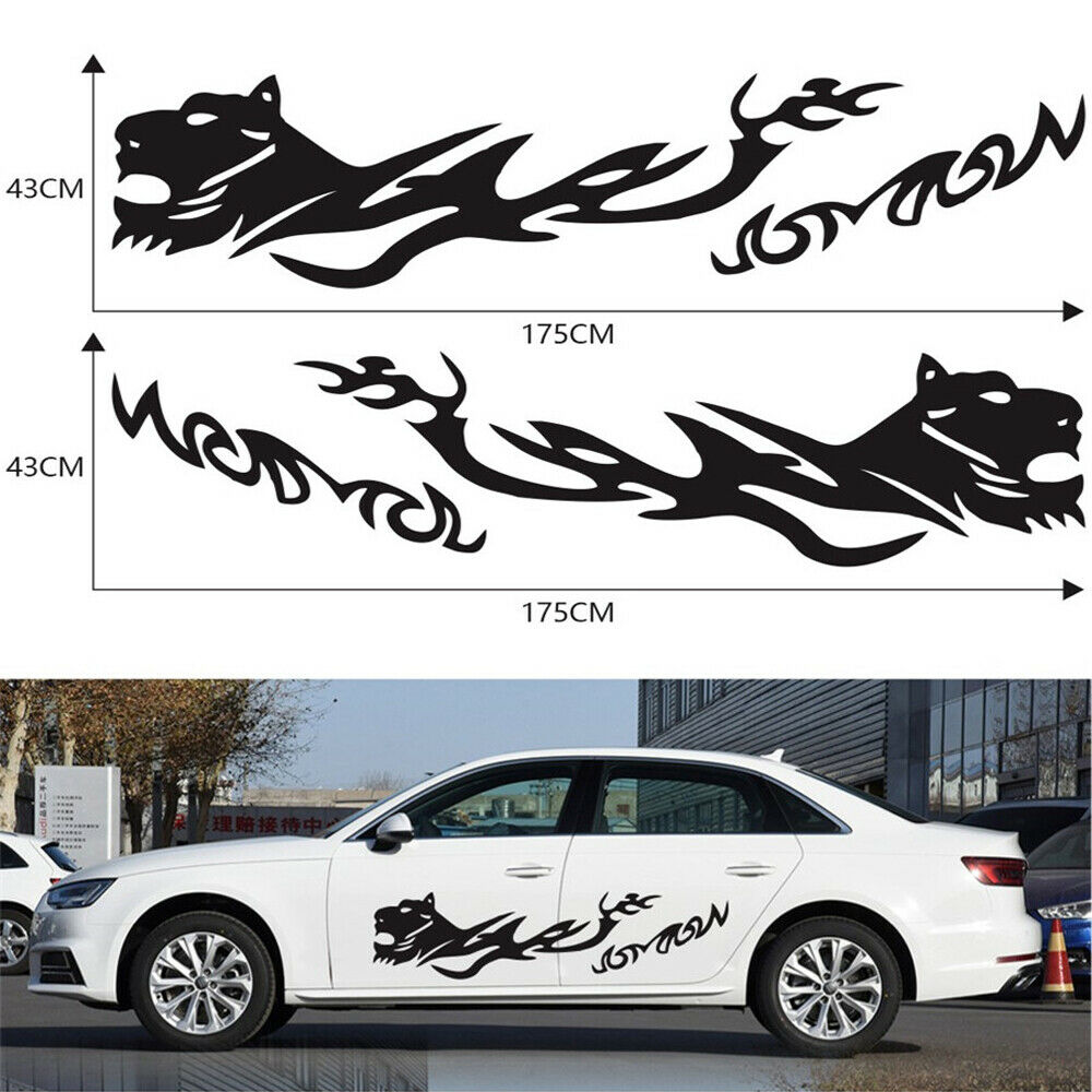 2 Car Body Stickers Decals Black Cheetah Style 68.9 "Ã— 16.9" SUV Truck Universal