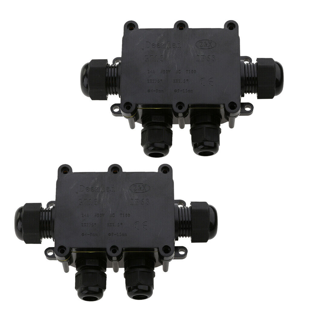 2x 4Way Electrical Junction Box Terminal Connection Waterproof Protection
