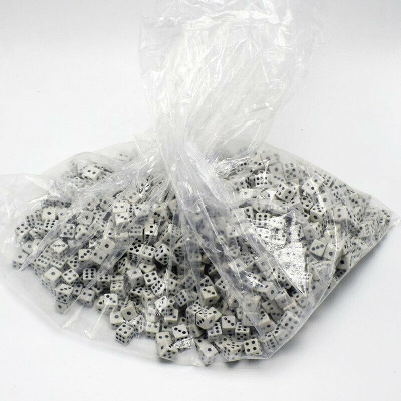 50 Pcs/Lot Dices 8mm Plastic White Gaming Dice Standard Six Sided Decider Pa BD