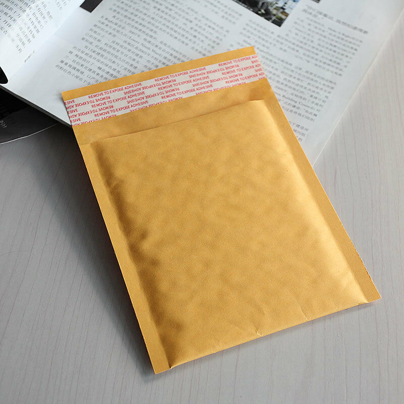 10X 140*160+40mm Kraft Bubble Bag Padded Envelopes Mailers  Yello.l8