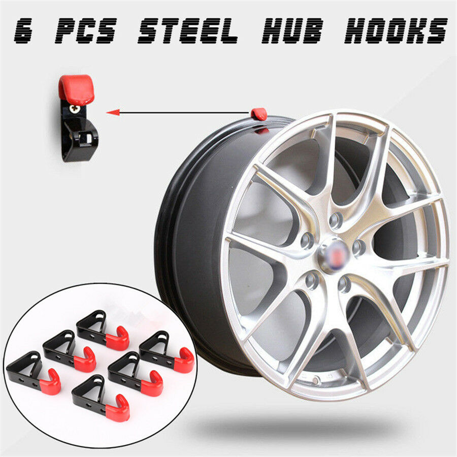 6pcs Bolt on "J" Wheel Rim Display Hook Screw In Style New for Showroom Wall