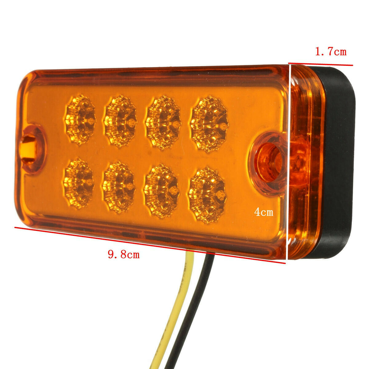 8x 12/24V 8 LED Side Marker Orange Recovery Position Light Lamp Trailer Truck
