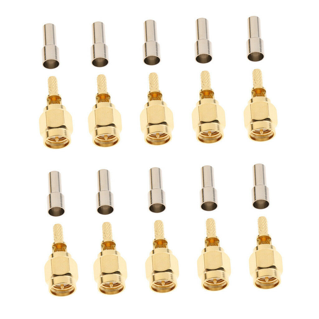 10Pcs SMA Male Crimp Straight Connector RF Coaxial Adapter for RG316 RG174