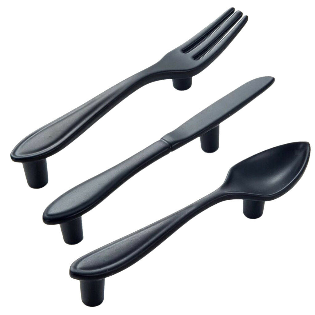 3Pcs Door Knob Drawer Cabinet Pull Handle - Home Decor DIY Hardware Black