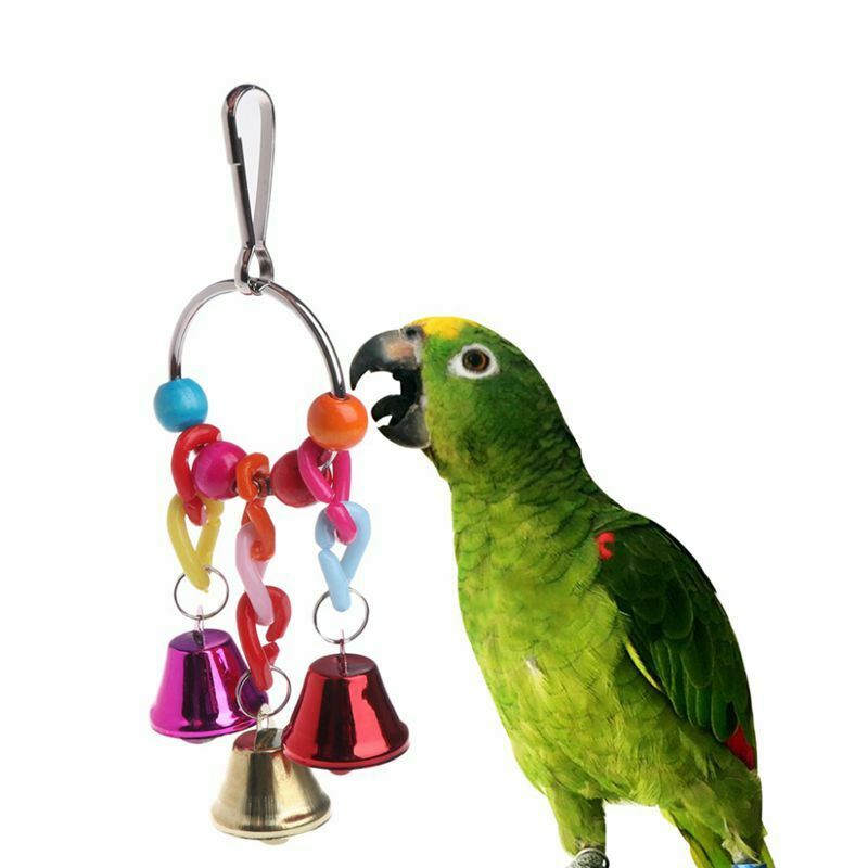 Parrot Bird Toys Metal  Bell Hanging Cage Toys For Parrot Squirrel Parakeet BiL7